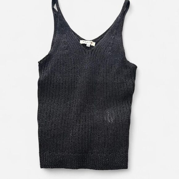 Drôle de Copié Y2K Sheer Woven Tank – Dark Charcoal Textured (Sz M/L) - Picture 3 of 6